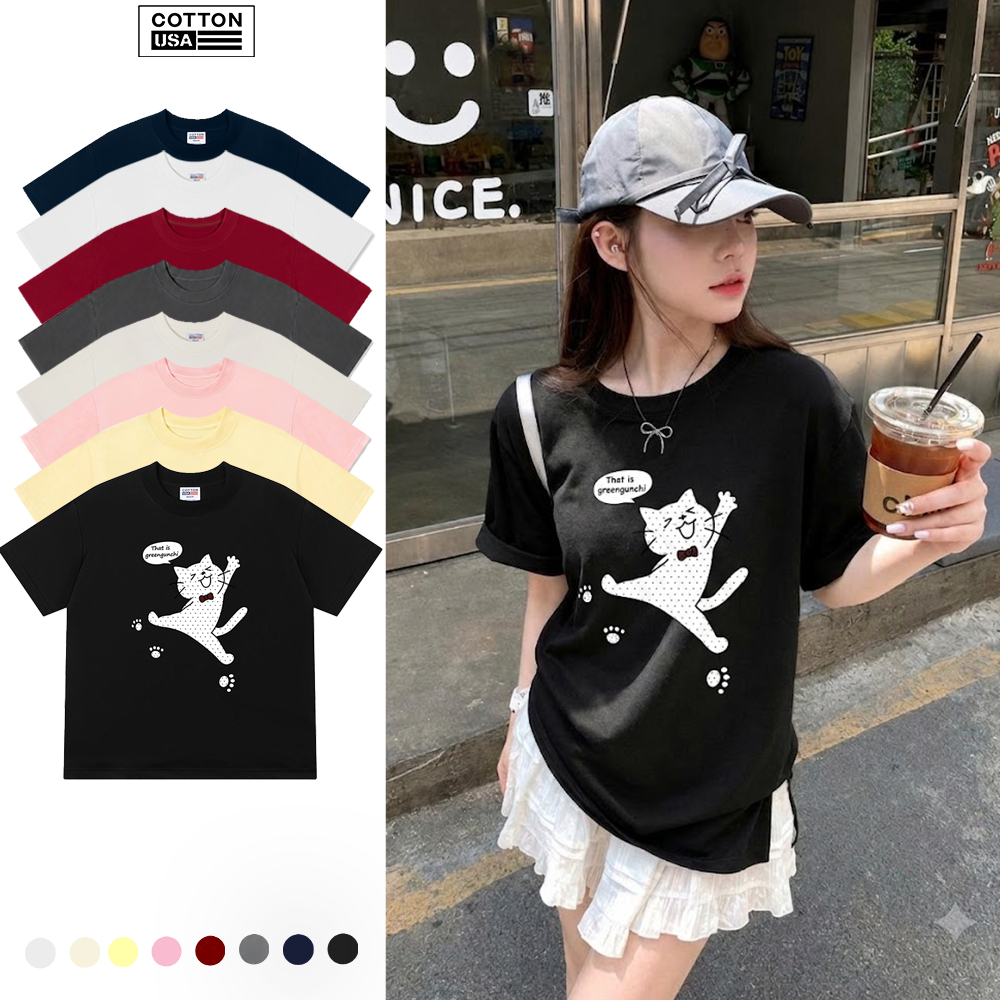 Áo Thun Relaxed Fit CottonUSA Vietnam "Dotty Mood Cute Cat" - PT0095PT