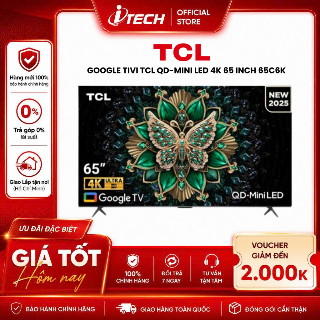 65C6K - Google Tivi QD-Mini LED TCL AI 4K 65 inch 65C6K - Hàng chính hãng
