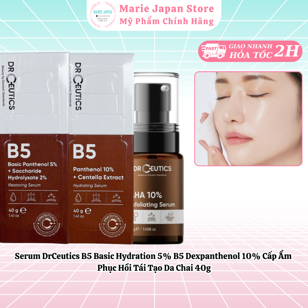 Serum DrCeutics B5 Basic Hydration 5% B5 Dexpanthenol 10% Cấp Ẩm Phục Hồi Tái Tạo Da Chai 40g - Mari