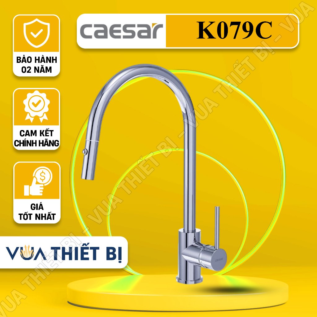 CAESAR K079C - Vòi rửa bát Vòi bếp dây rút lạnh Caesar Chính Hãng