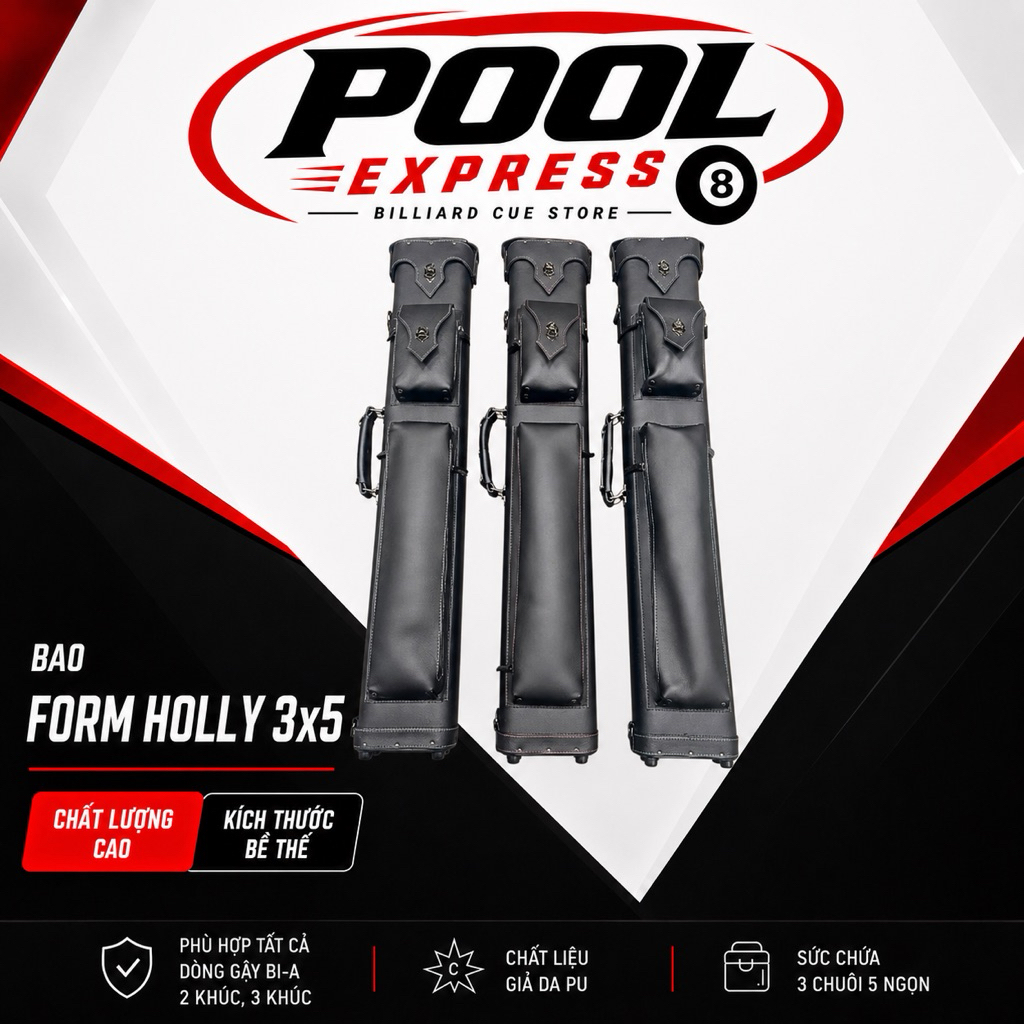 Bao gậy bi-a, Bao cơ bida Form Holly 3x5 (Có quai đeo)