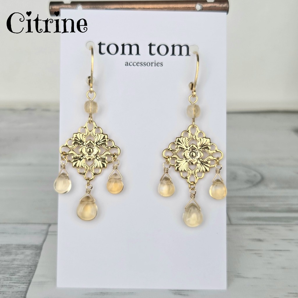 Gemstone Earrings - Citrine - Direct from Japan