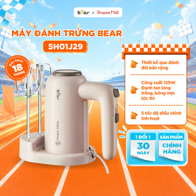 Máy Đánh Trứng BEAR Công Suất Lớn 125W Máy Đánh Trứng Cầm Tay Mini Làm Bánh Bao, Làm Bánh Kem Máy Trộn Bột HM-5H01J29