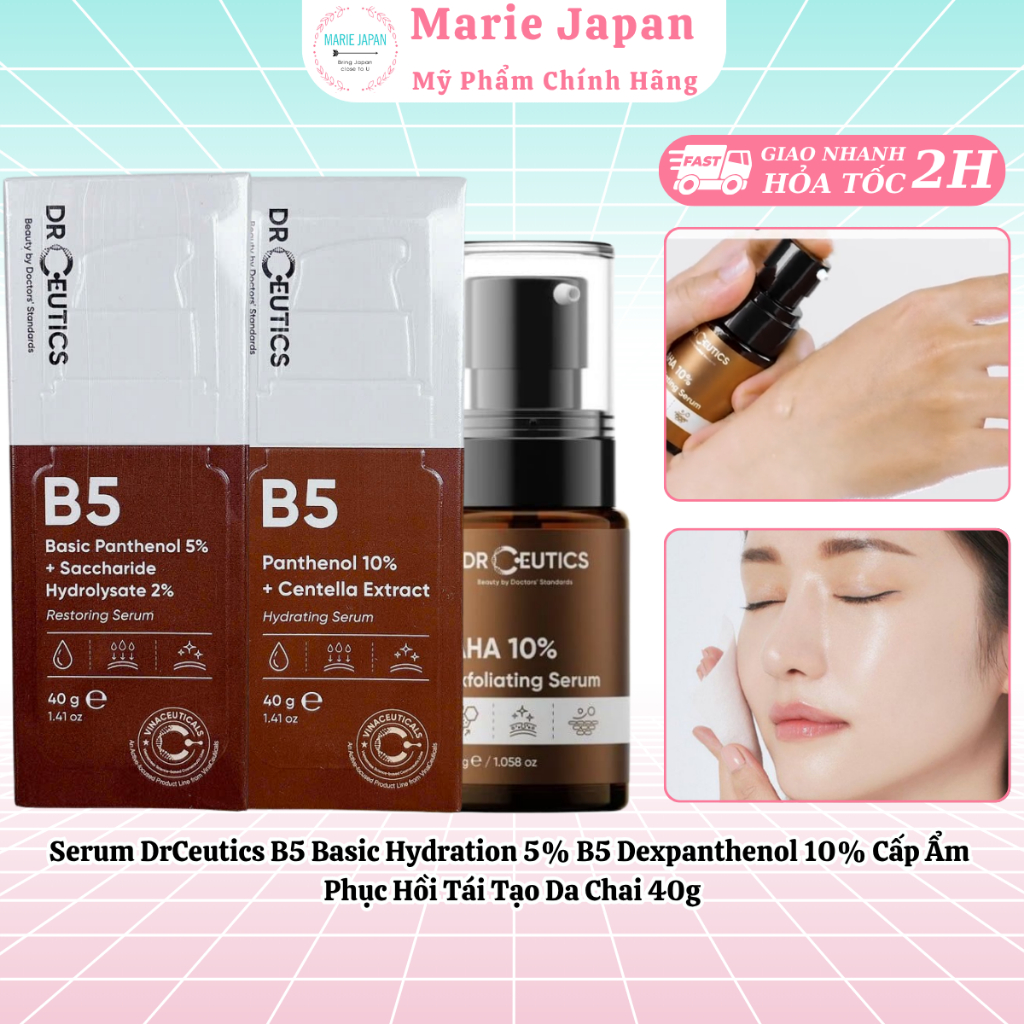 Serum DrCeutics B5 Basic Hydration 5% B5 Dexpanthenol 10% Cấp Ẩm Phục Hồi Tái Tạo Da Chai 40g