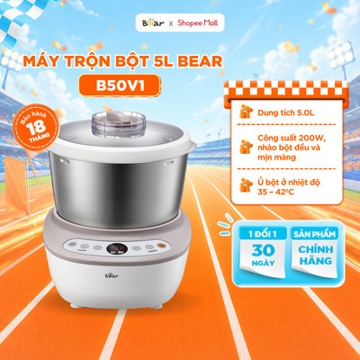 Máy Trộn Bột Bear 5L Inox 304 Ủ Bột Nhào Bột Nhồi Bột Công Suất Lớn Chống Dính Trộn Bột Làm Bánh Đánh Trứng DM-B50V1