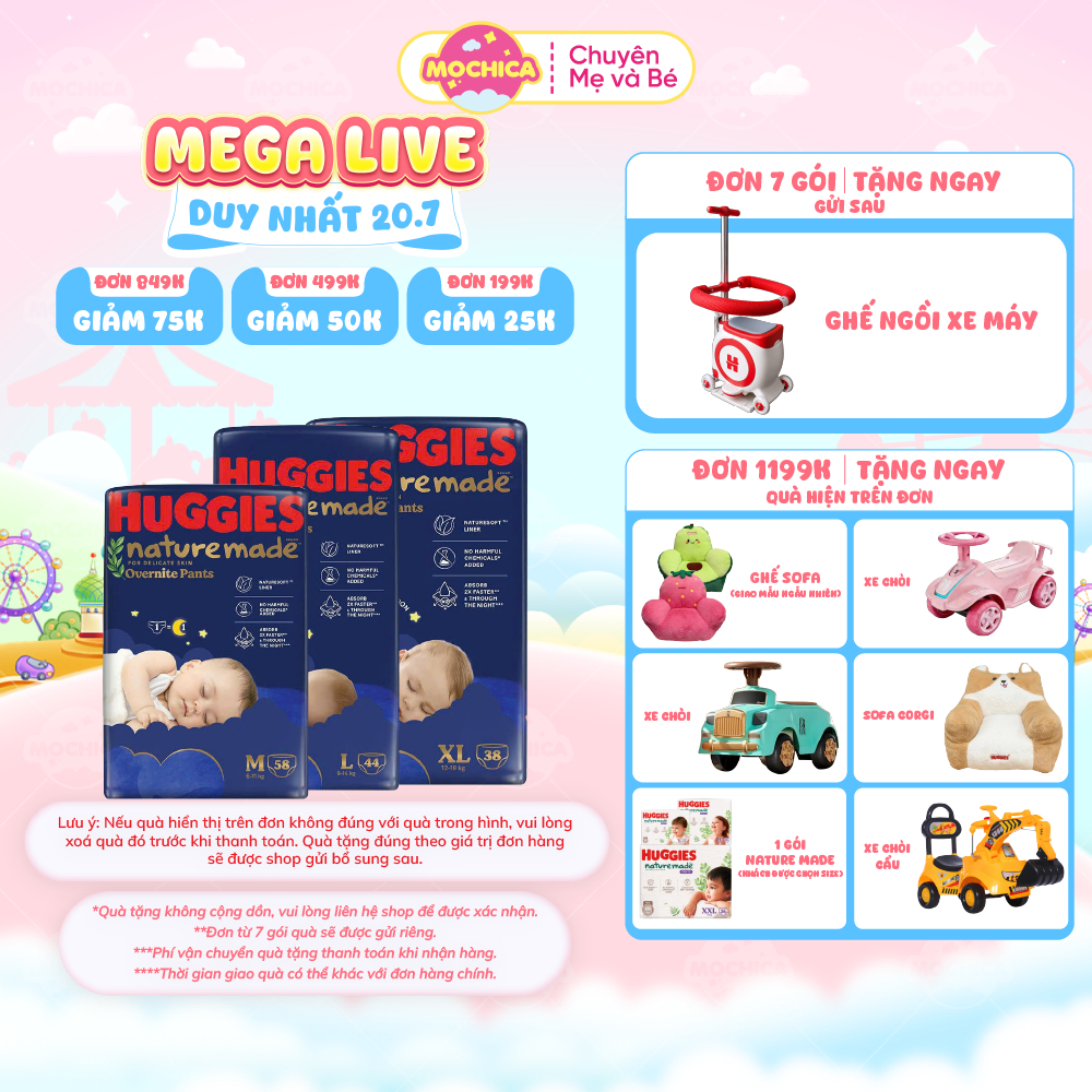 Bỉm Tã Quần ban ĐÊM Huggies Platinum Nature Made đầy đủ size M58/L44/XL38/XXL26_Mochica _Mochica