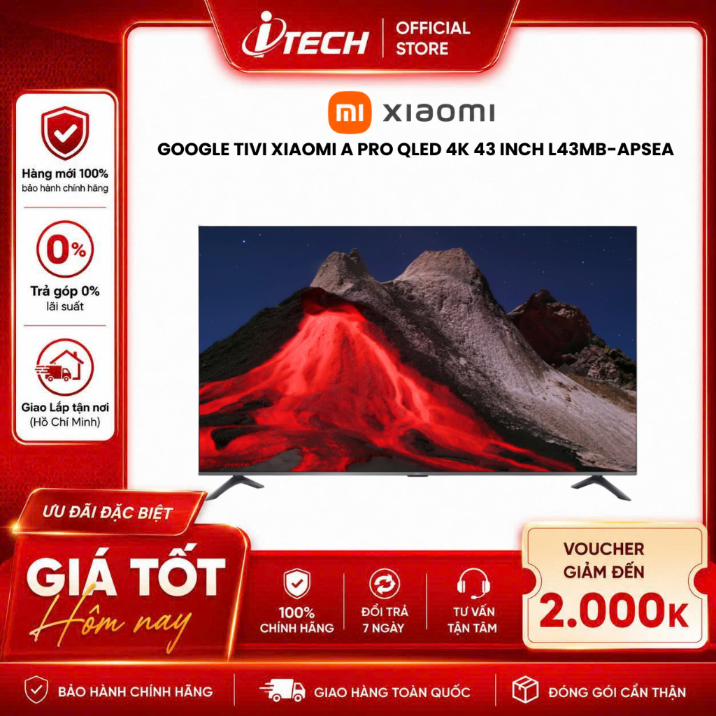 Google Tivi QLED Xiaomi A Pro 4K 43 inch L43MB-APSEA - Hàng chính hãng