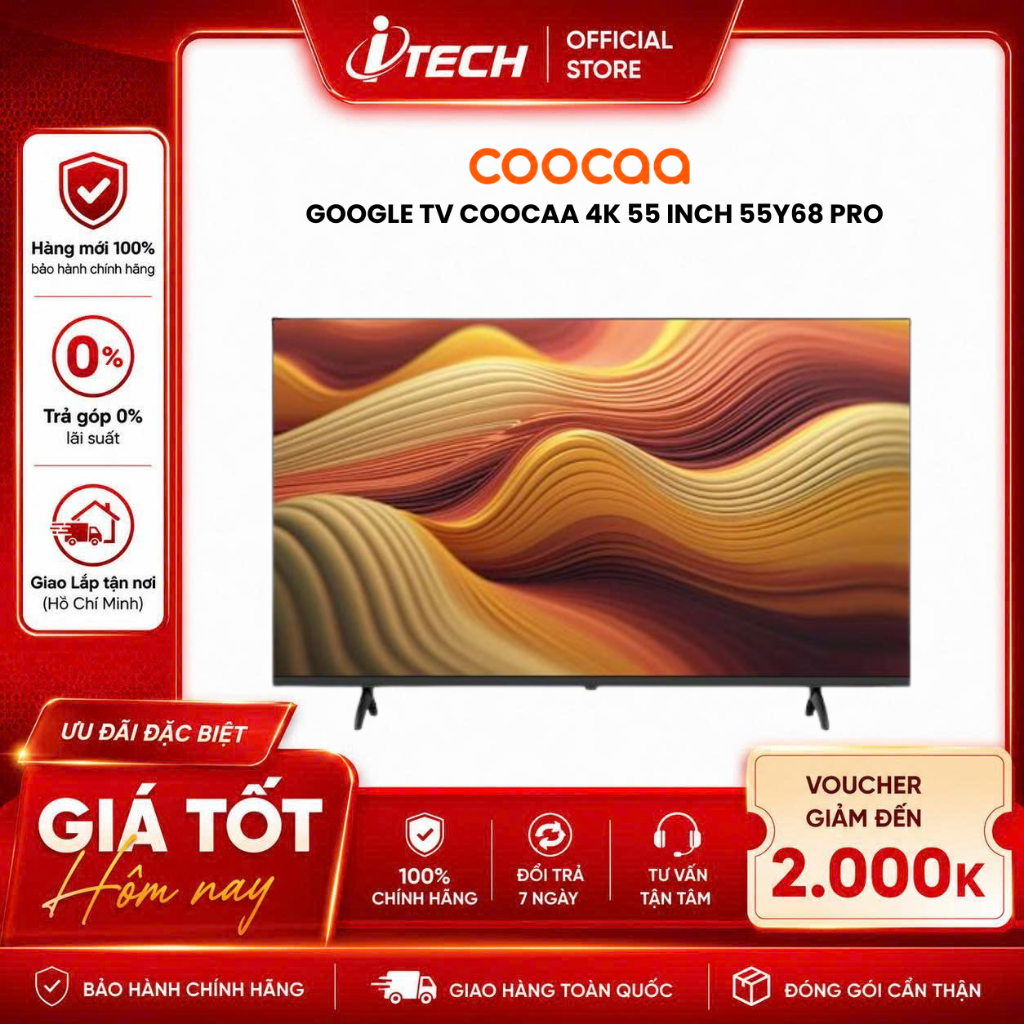 55Y68 PRO | Google TV COOCAA 4K QLED Y68 Pro - 55 inch - Hàng chính hãng