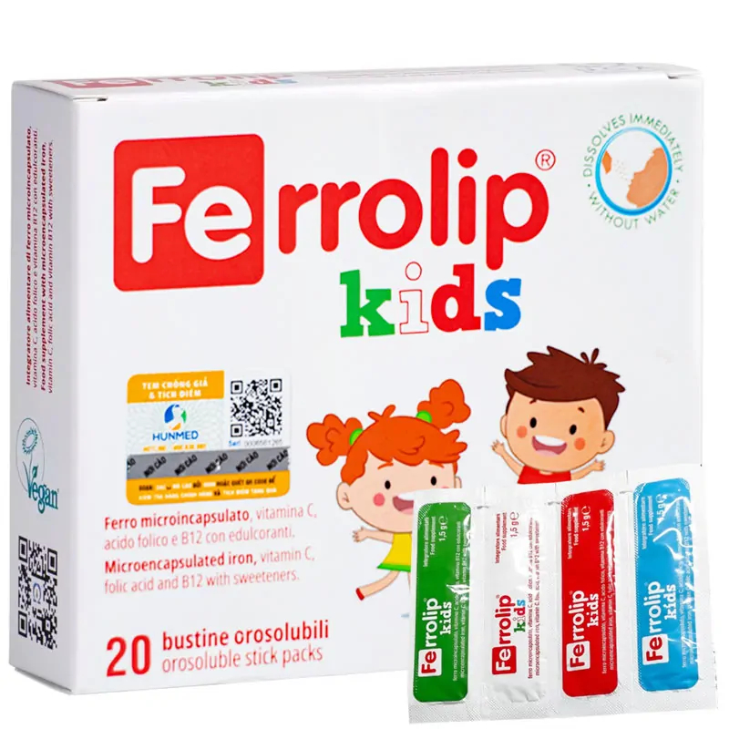 [KM] Sắt Ferrolip Kids (hộp 20 gói) cho bé KM