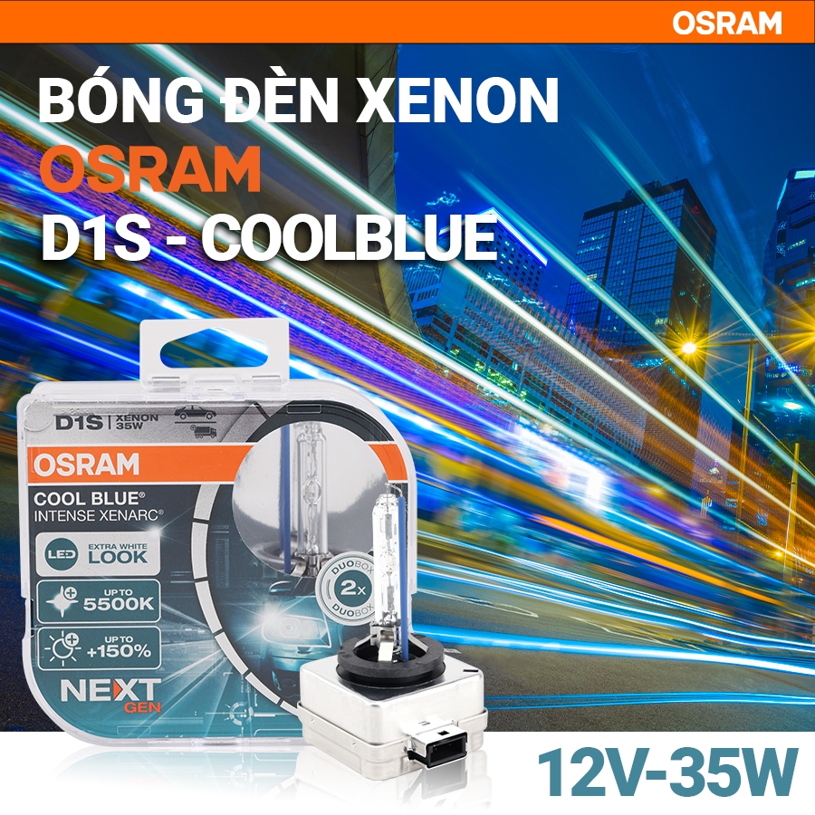 Combo 2 Bóng Đèn Xenon (Next Gen) OSRAM Cool Blue Intense D1S 66140CBN 12V 35W