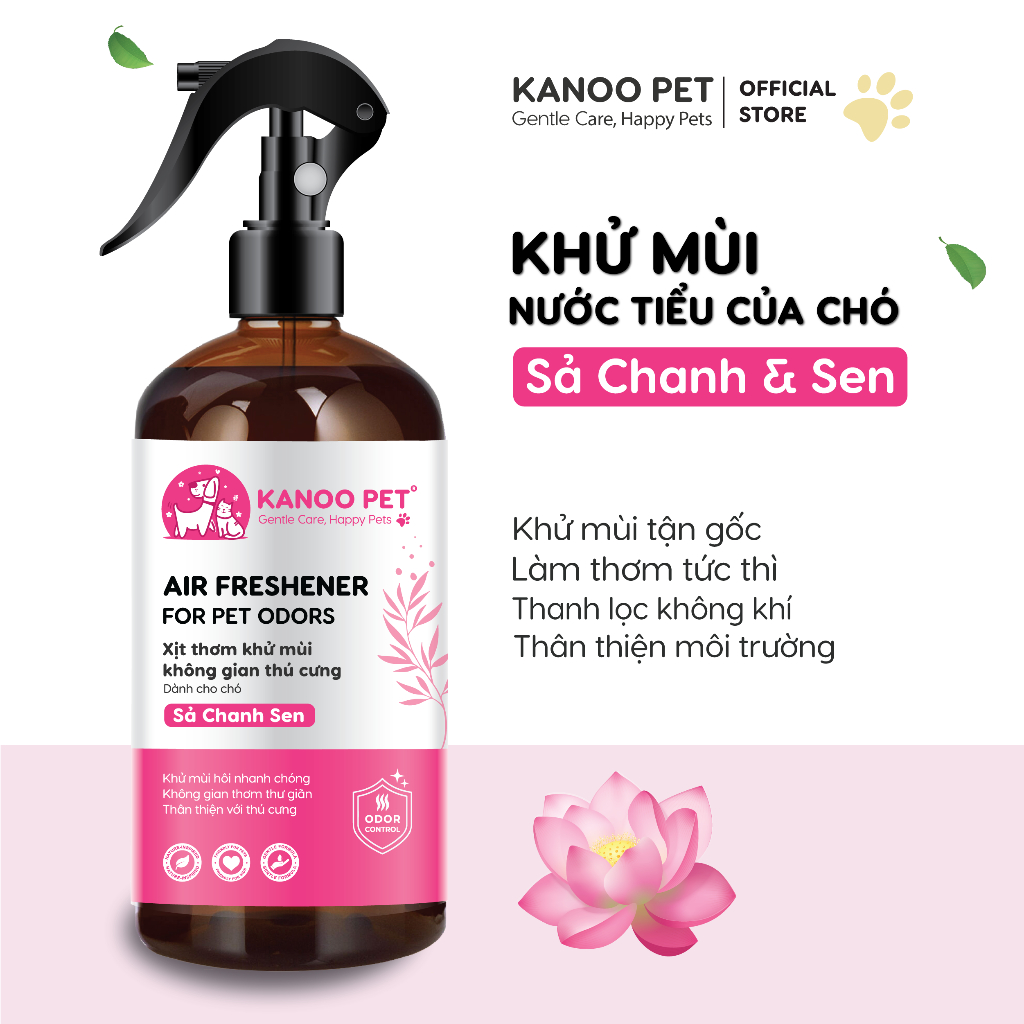 Xịt thơm khử mùi nước tiểu chó Kanoo Pet - Sả Chanh & Sen 500ml