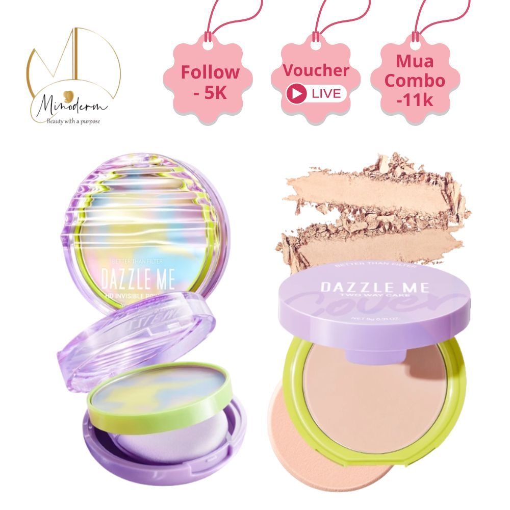 Phấn nén Dazzle Me HD Invisible Powder, Cake Powder  mịn lì lâu trôi, chống nước, kiểm soát dầu