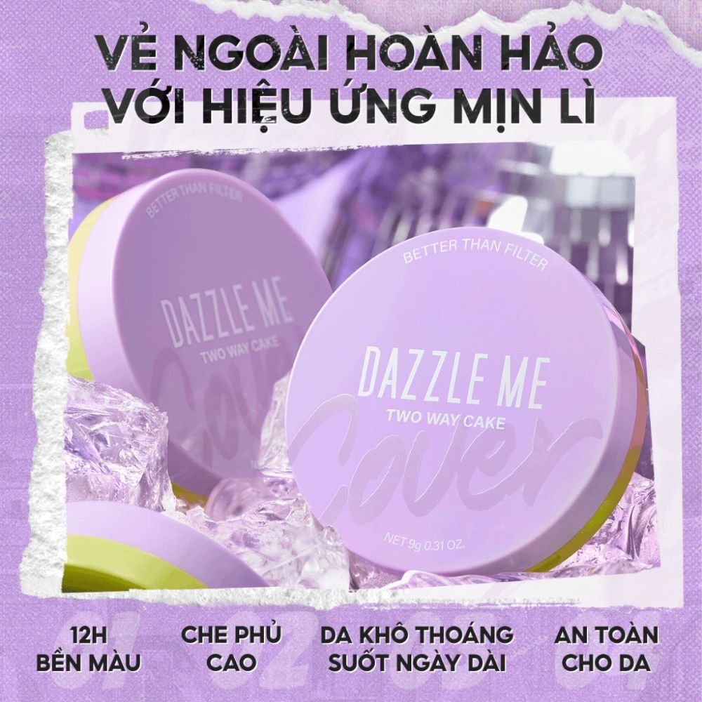 Ảnh 6 của Phấn nén Dazzle Me HD Invisible Powder, Cake Powder  mịn lì lâu trôi, chống nước, kiểm soát dầu