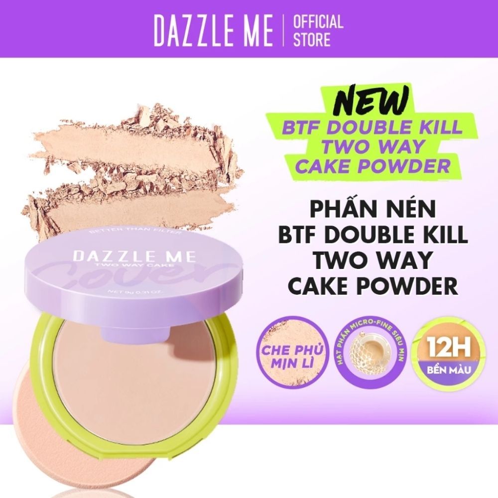 Ảnh 5 của Phấn nén Dazzle Me HD Invisible Powder, Cake Powder  mịn lì lâu trôi, chống nước, kiểm soát dầu