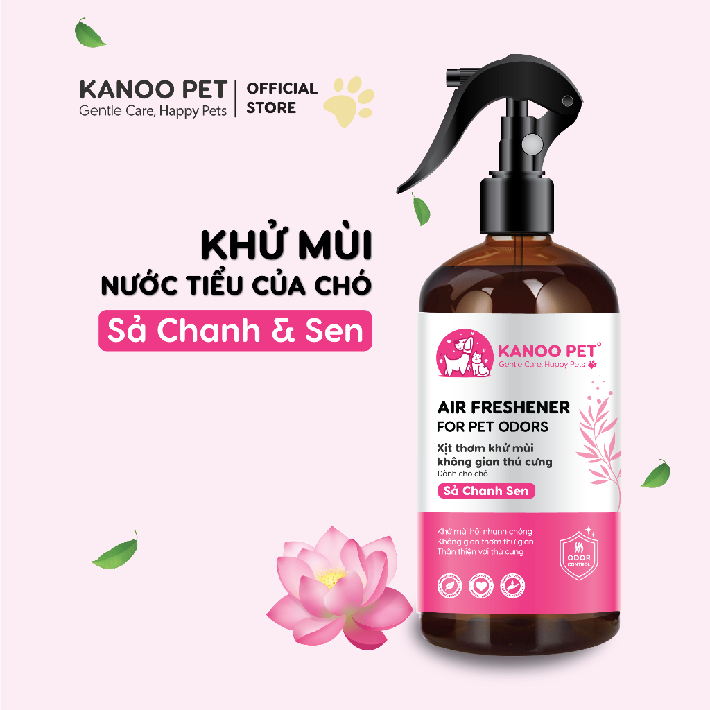 Xịt khử mùi nước tiểu chó Kanoo Pet, hương Sả Chanh & Sen