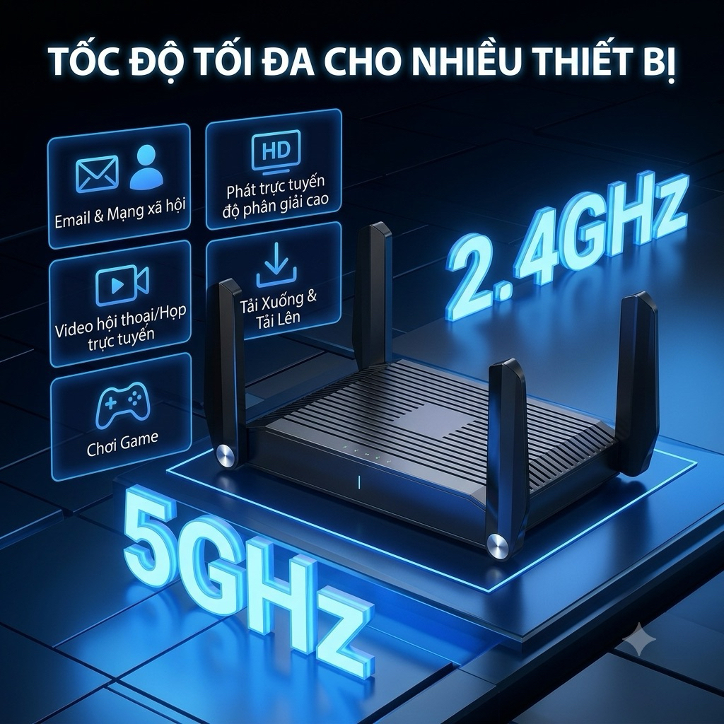 Router WiFi 6 ROCK AX3200 , 4 ăng ten, 2 băng tần 5G & 2.4G