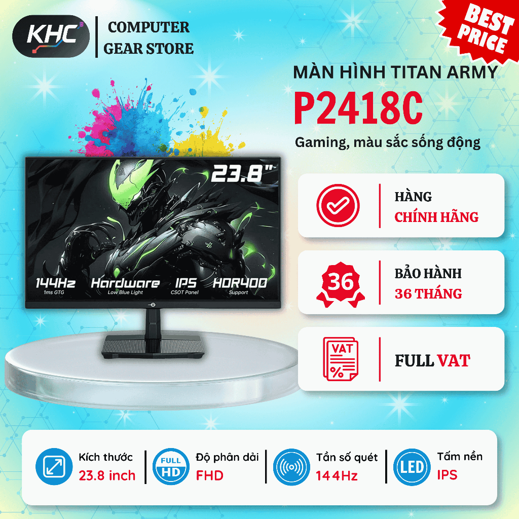 Màn Hình TITAN ARMY P2418C 23.8 inch, FHD, 144 Hz, IPS (Full VAT)