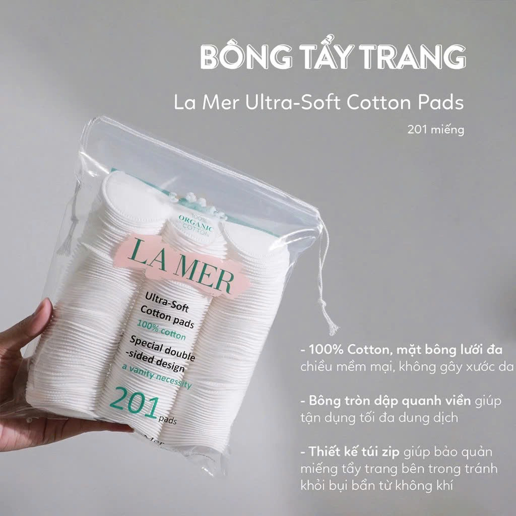 Bông Tẩy Trang Lamer 201 Miếng 100% Cotton, Bông Tẩy Trang Lamer 120 Miếng, Lamer 60 Miếng