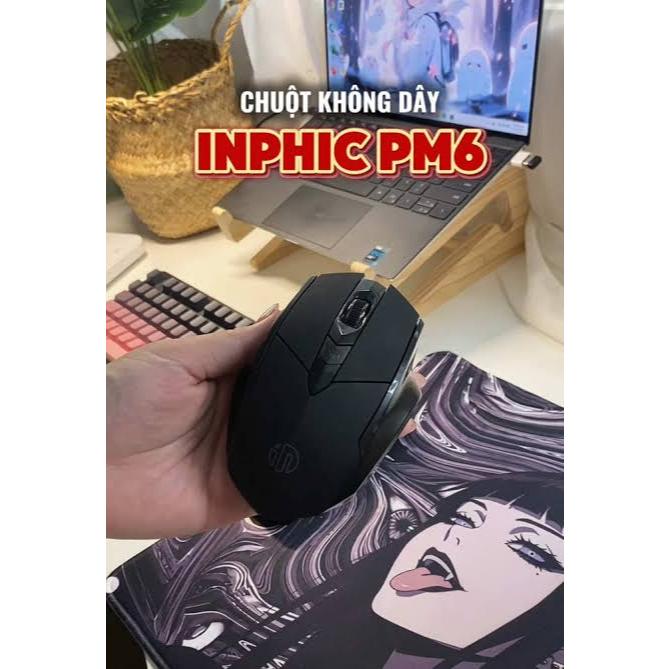 CHUỘT KHÔNG DÂY INPHIC PM6 – KẾT NỐI 3 CHẾ ĐỘ, SẠC TYPE-C, THIẾT KẾ CÔNG THÁI HỌC