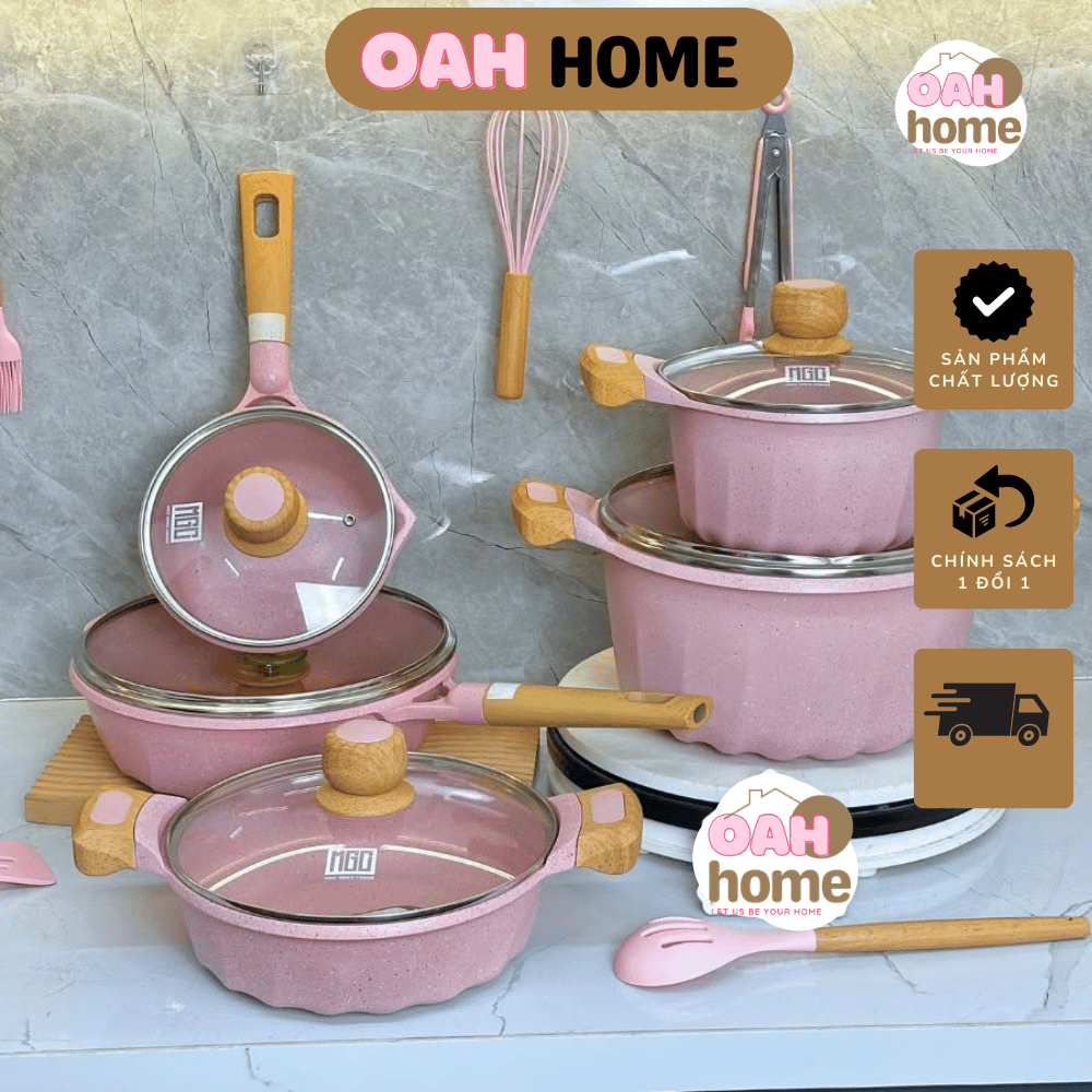 Nồi chảo chống dính MGC màu hồng đậm
