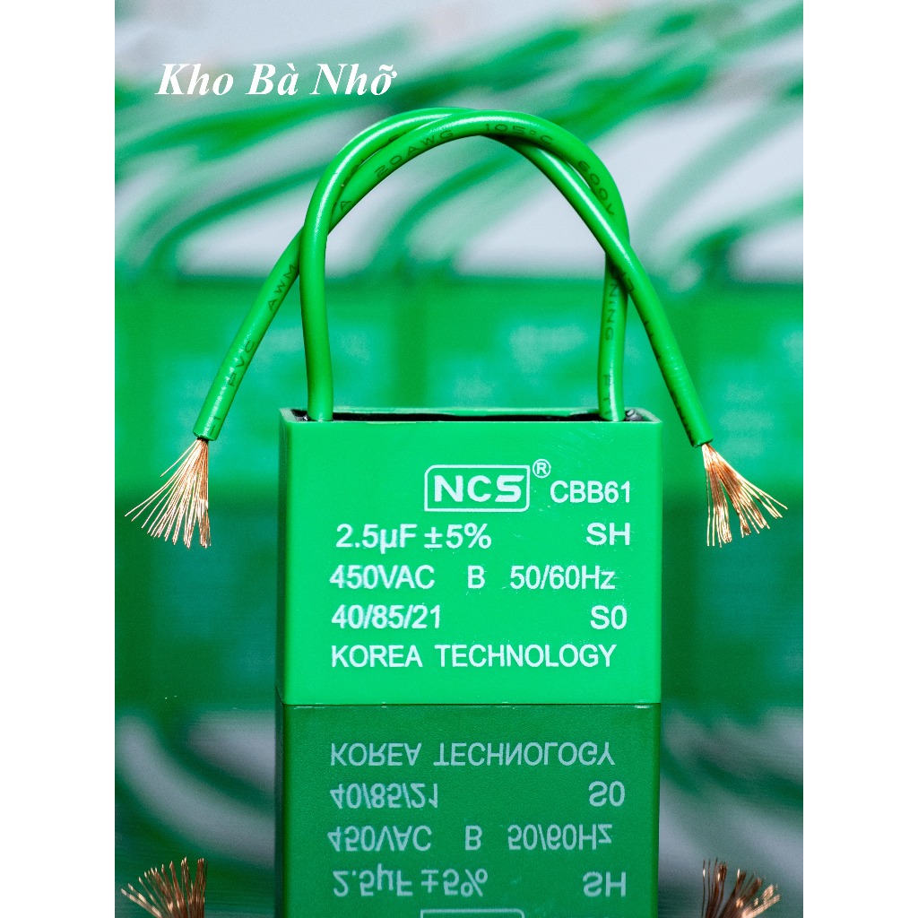 (2.5uf) Tụ Quạt 2,5uf - CBB61 450VAC tụ xanh NCS nhập khẩu mẫu mới 2026.