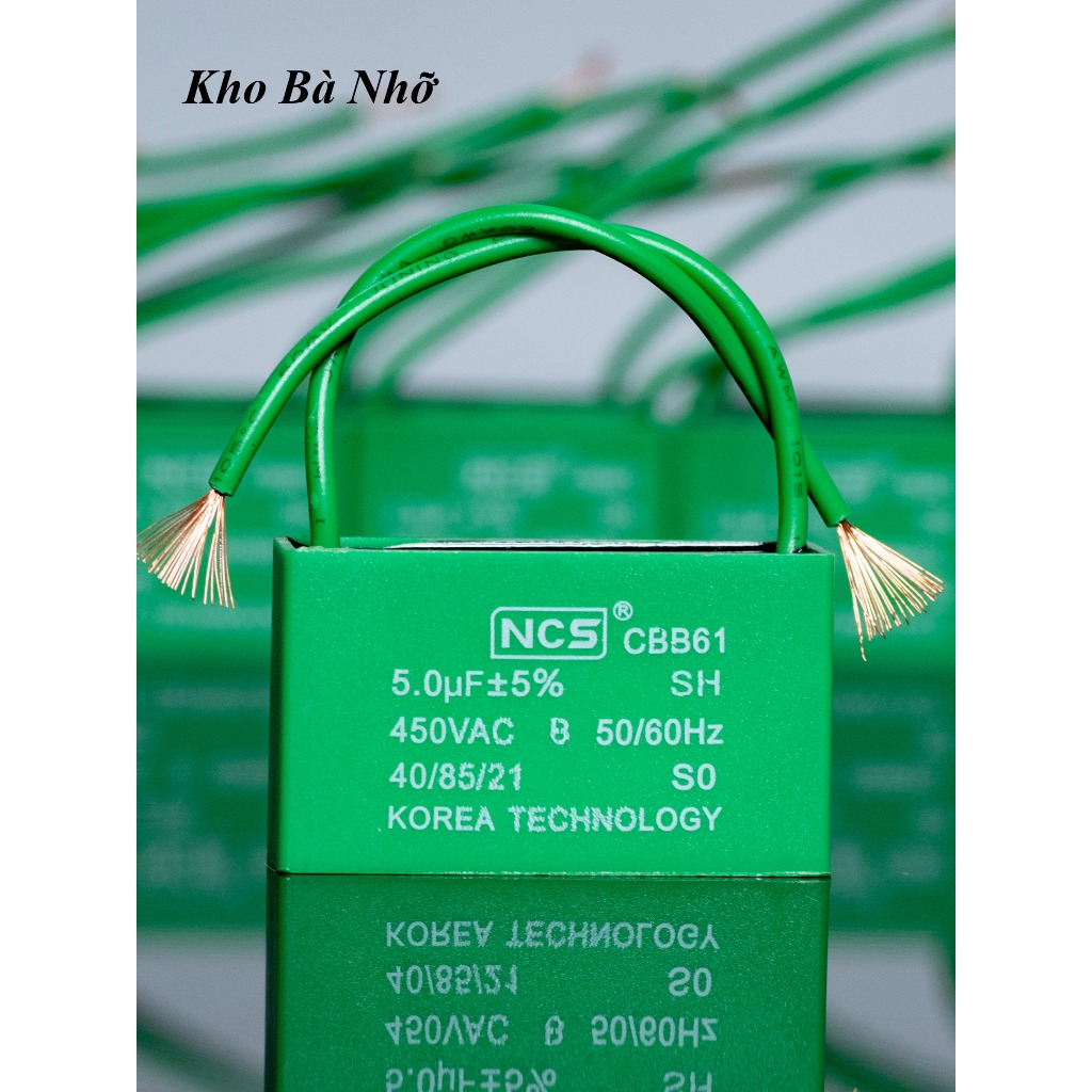 (5uf) Tụ Quạt 5uf - CBB61 450VAC tụ xanh NCS nhập khẩu mẫu mới 2026.