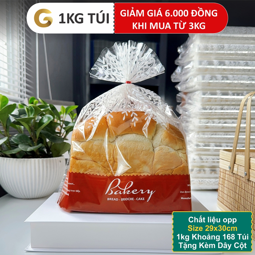 1kg Túi Đựng Bánh Mì Sandwich Nho Bakery (Túi Bopp Cúc Bakery) [Gold Pack]