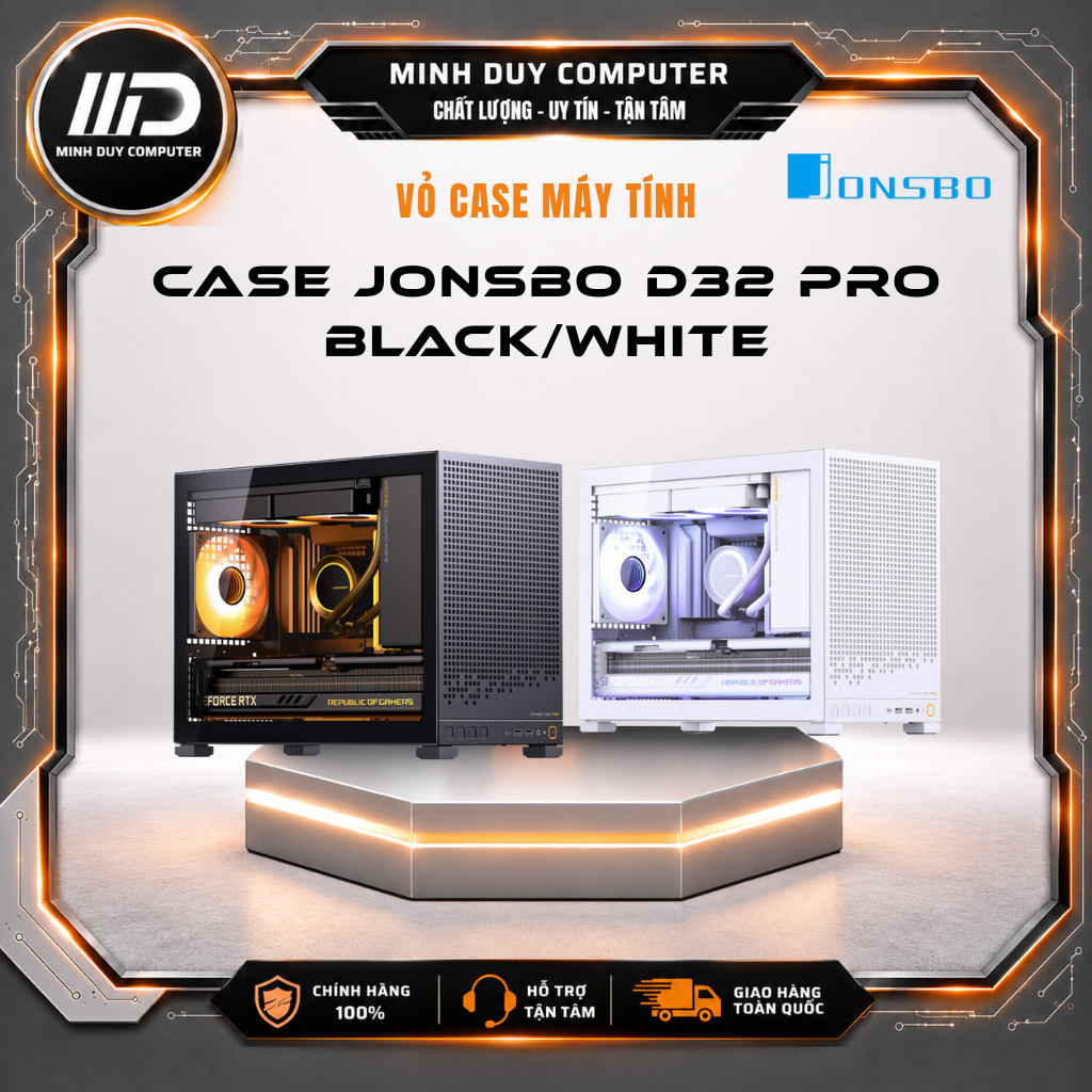 CASE MÁY TÍNH JONSBO D32 PRO M-ATX | ITX - BLACK/WHITE - Bảo hành 24 Tháng