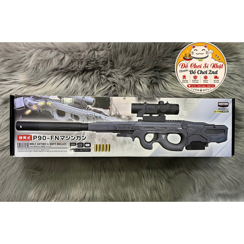 P90 Bolt Action Đồ Chơi Mút EVA Kèm Ống Ngắm Mô Phỏng Cao Cấp An Toàn Hãng Nhật Bản (Có Sẵn)