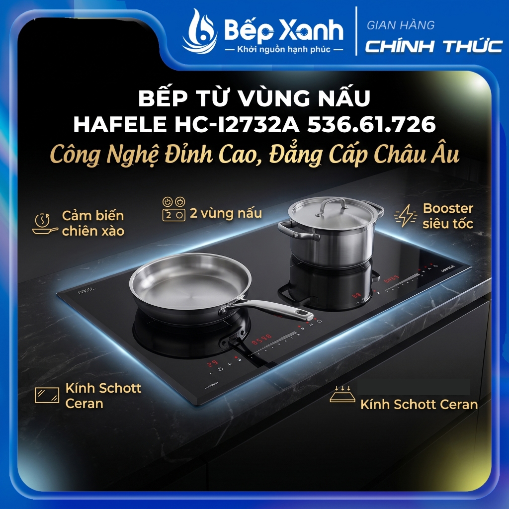 New 2026 | Bếp từ 2 vùng nấu Hafele HC-I2732A 536.61.726, hàng chính hãng, Made In Malaysia