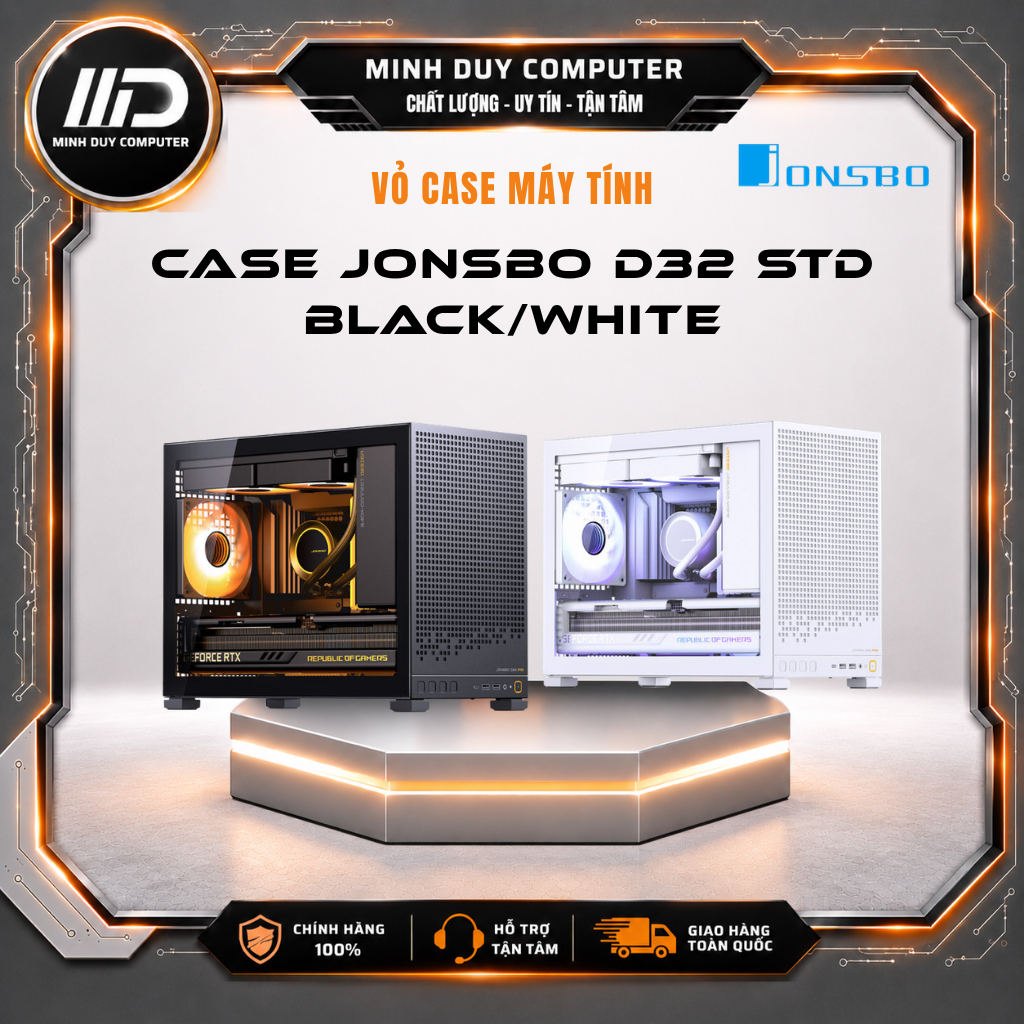 CASE MÁY TÍNH JONSBO D32 STD M-ATX | ITX - BLACK/WHITE - Bảo hành 24 Tháng
