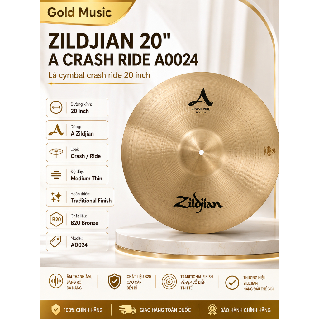 Zildjian A0024 – Lá Cymbal 20" A Zildjian Crash Ride