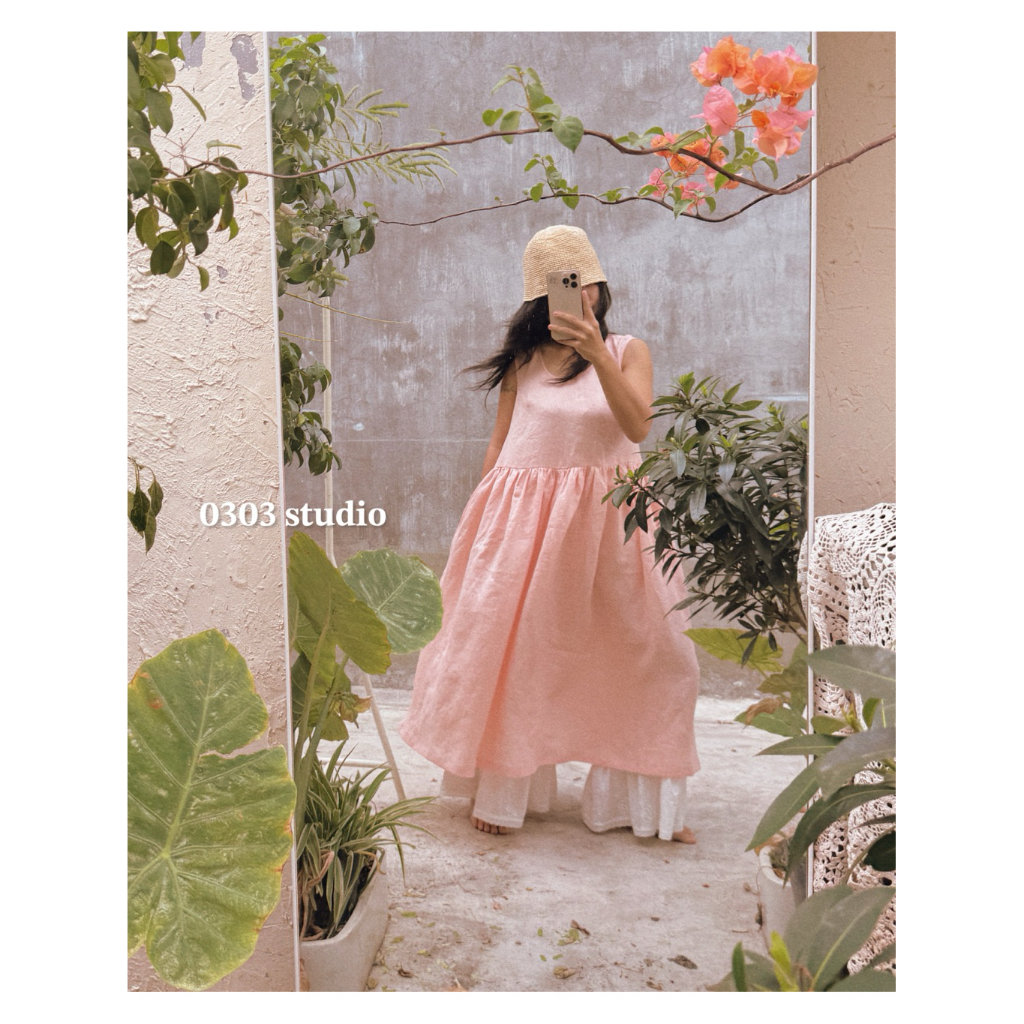 |0303 studio| Đầm linen sát nách babydoll - dòng Đòng Đòng