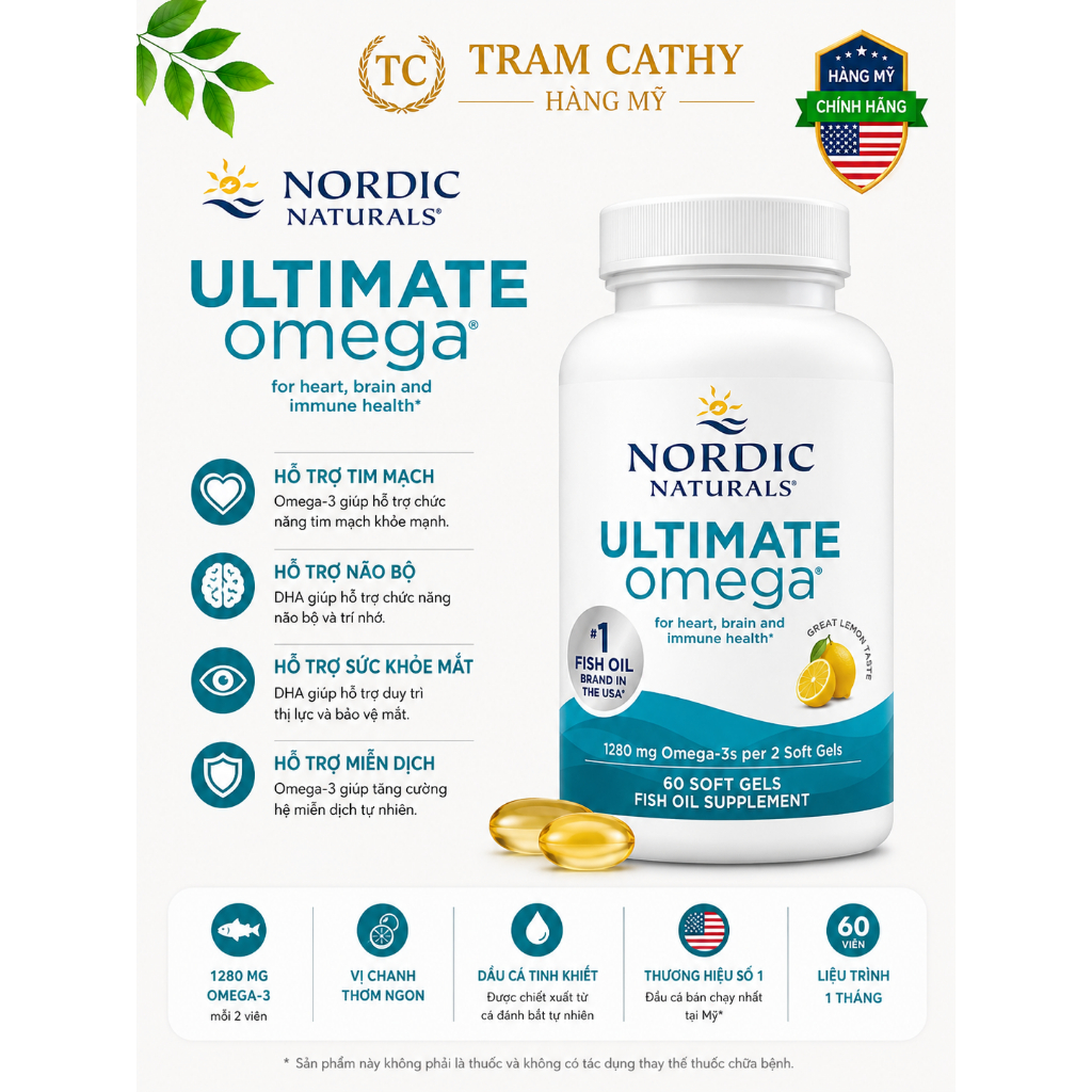Viên Uống Dầu Cá Nordic Naturals Ultimate Omega 3 1280mg