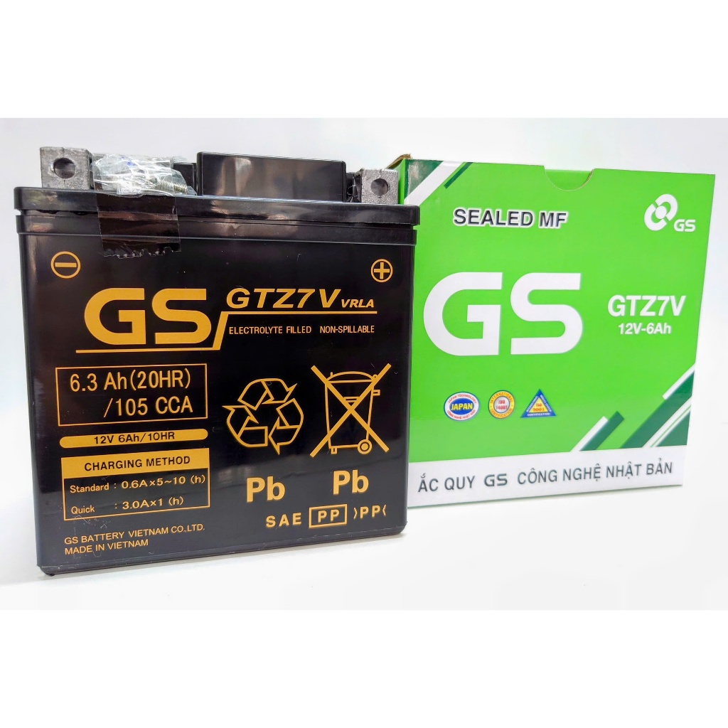 Bình ac quy GS GTZ7V GS khô 12V6.3AH ,SH (Nhập), LEAD ( đời trước 2010), Dylan, NVX 155