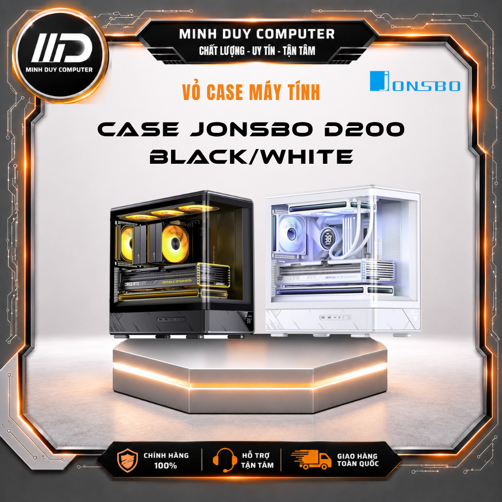 CASE MÁY TÍNH JONSBO D200 M-ATX | ITX - BLACK/WHITE - Bảo hành 12 Tháng