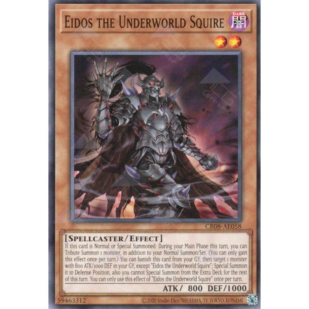 Thẻ bài Yugioh Tiếng Anh Chính Hãng Phiên Bản AE: CR08-AE058 Eidos the Underworld Squire (N)