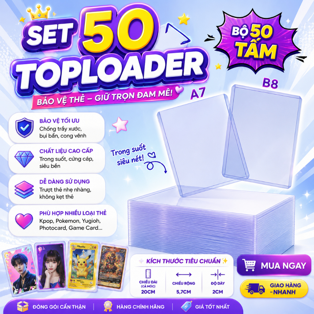 50 Toploader A7 Size Trong Suốt, Kẹp Cứng Bảo Vệ Ảnh A7, Card Kpop Capypara_99
