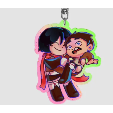 Eren and Mikasa Colored Edge Acrylic Keychains