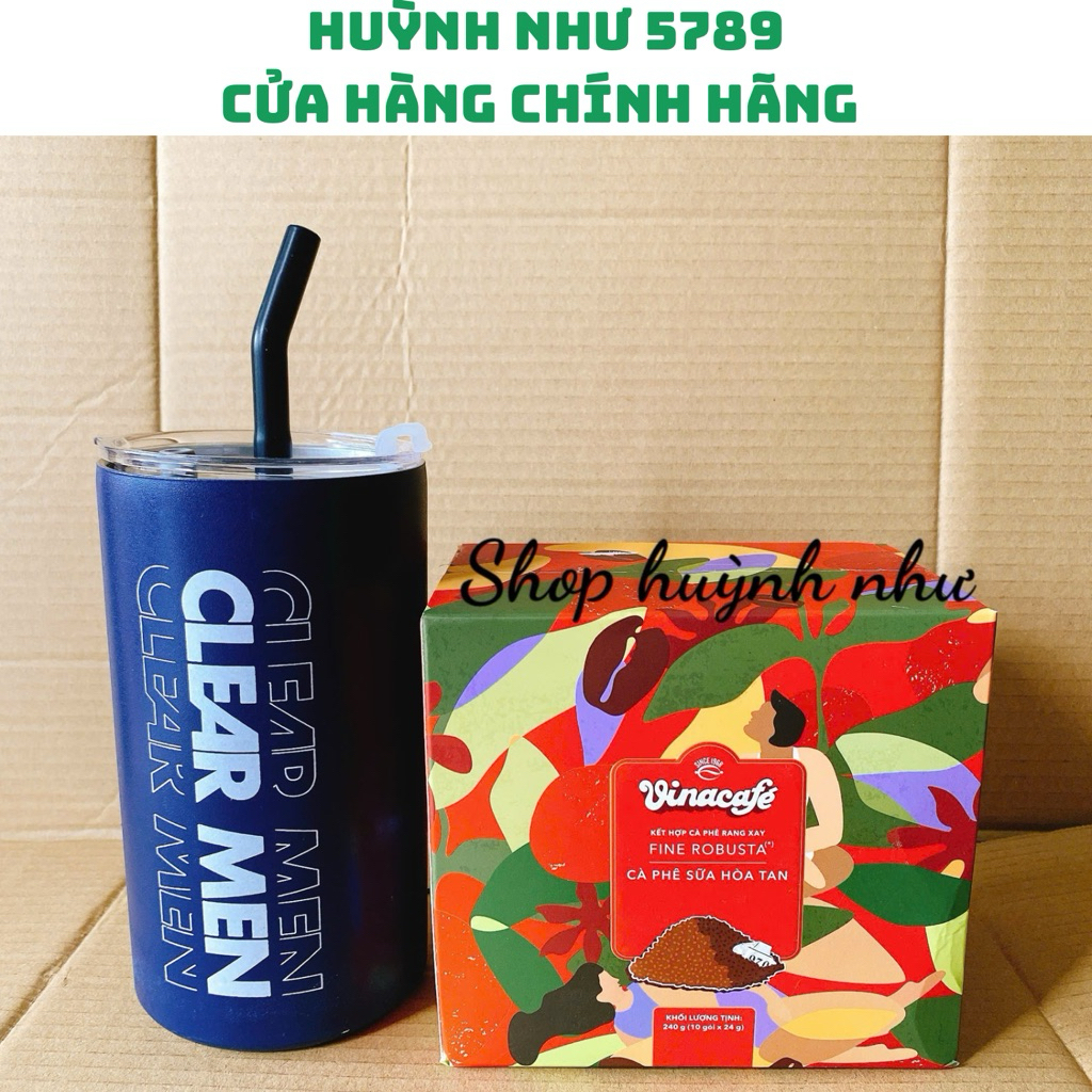 [CHÍNH HÃNG]Combo 1 hộp cafe vina cà phê sữa 240g+1 ly giữ nhiệt clear men 500ml