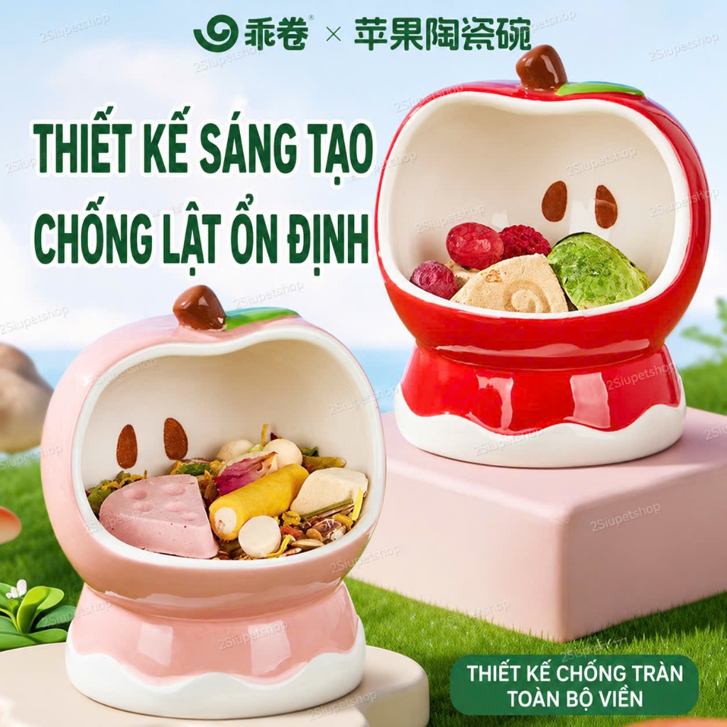 [ Gjo] Chén Táo Sứ GJo chống lật - Chén ăn cho các bé hamster,....thú nhỏ nói chung