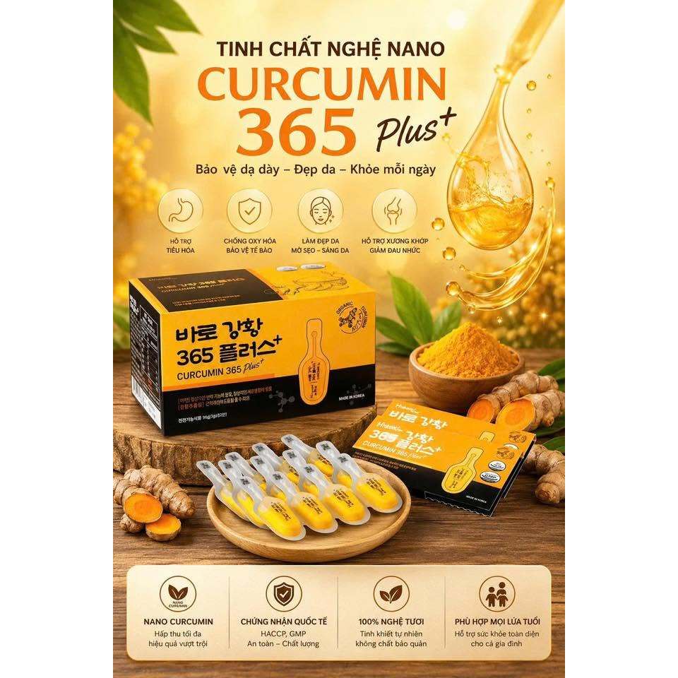 Tinh Nghệ Nano Curcumin 365 Plus - Bổ Sung Curcumin Nano, Hỗ Trợ Chăm Sóc Da, Tăng Cường Sức Đề Khán