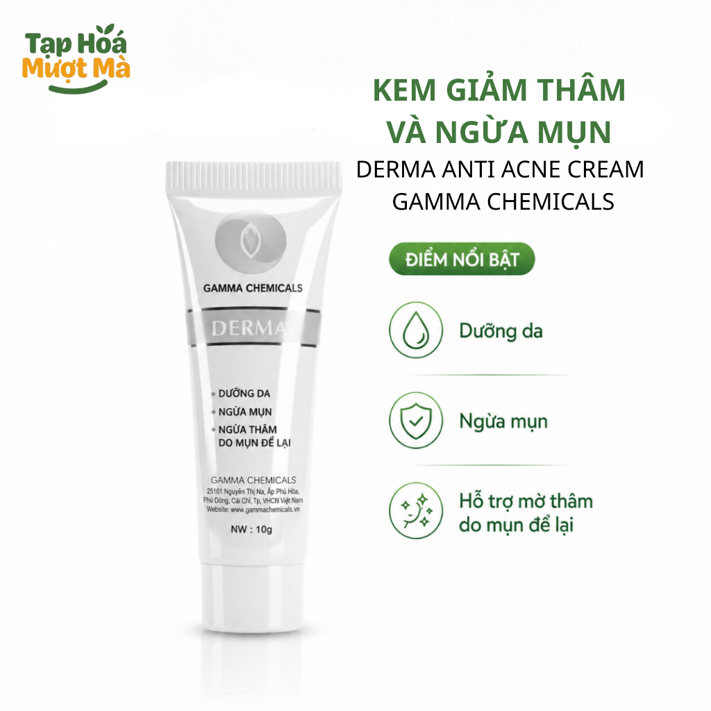 Kem Dưỡng Làm giảm và Ngừa mụn Derma Anti Acne Cream Gamma Chemicals Pte 10g