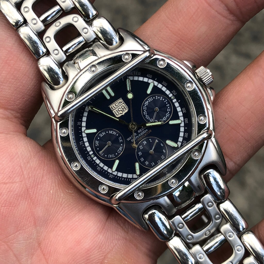 Đồng hồ Nam Elgin USA 6kim thép dây độc lạ