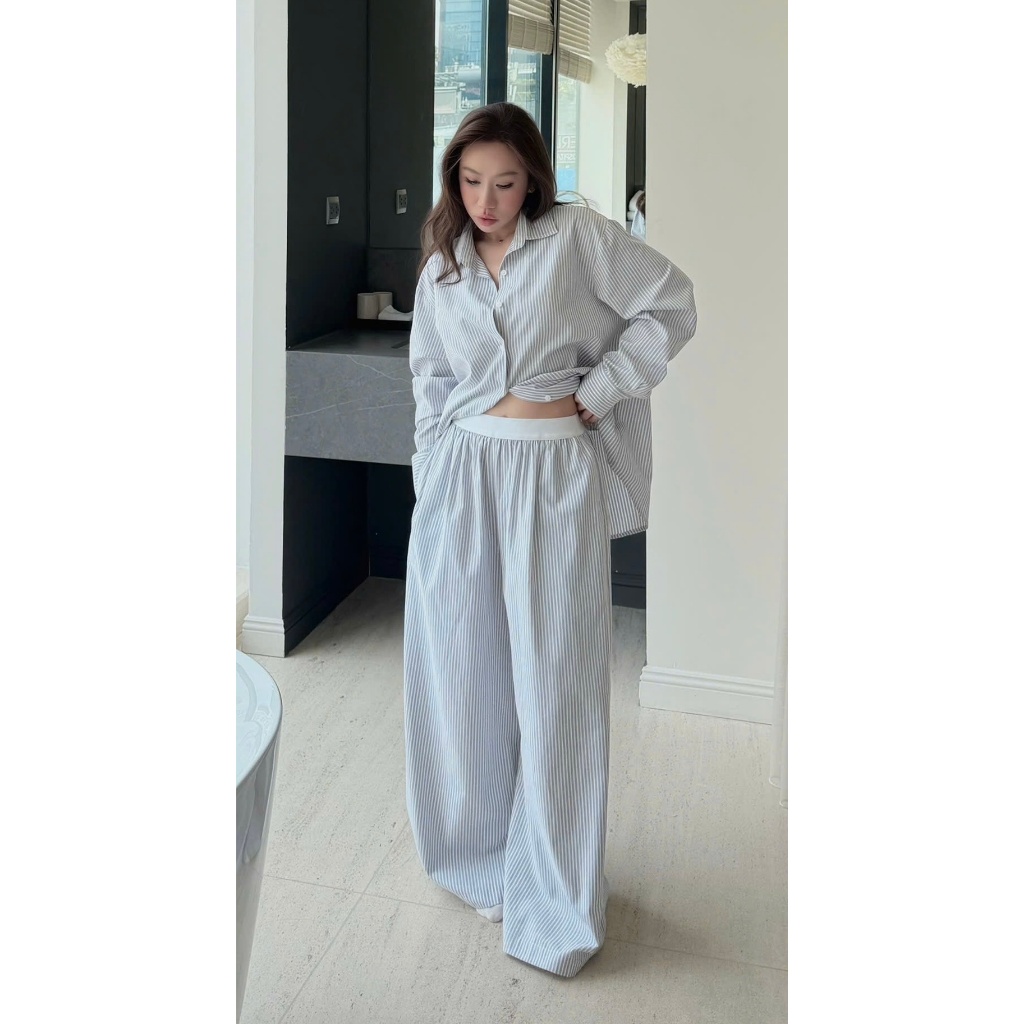 SET ÁO SƠ MI QUẦN KẺ SỌC CEE STUDIO
