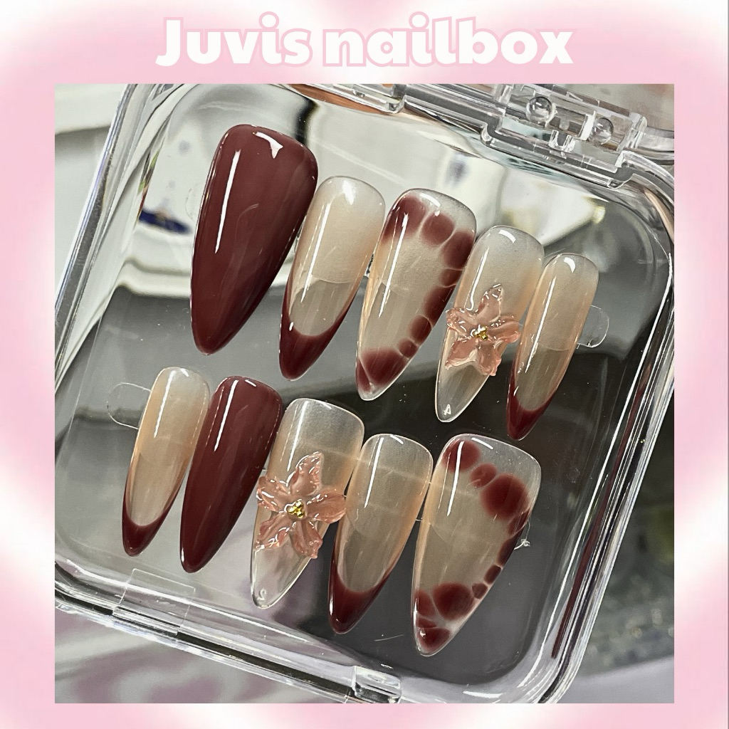 NailBox Nâu Cherry Mocha C1 | Bộ móng tay giả thiết kế sang chảnh quý phái trendy thời trang