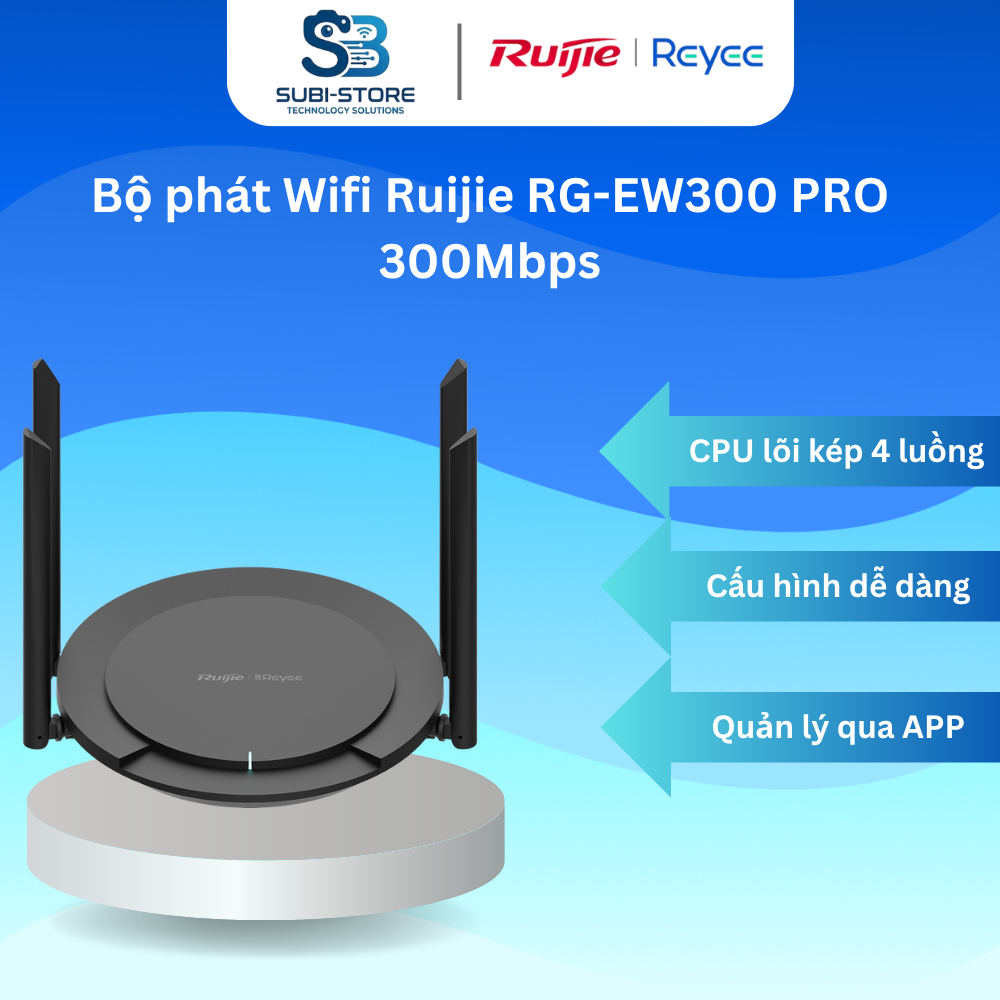 Router WiFi Ruijie Reyee EW300 Pro N300 Quản Lý App Reyee BH 36 Tháng Chính Hãng