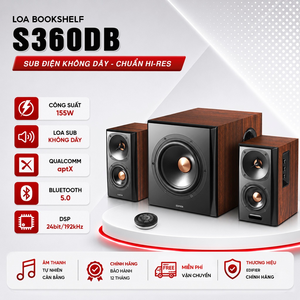 Loa Edifier S360DB FLAGSHIP 2.1, planar treble, HiRes Audio, subwoofer không dây