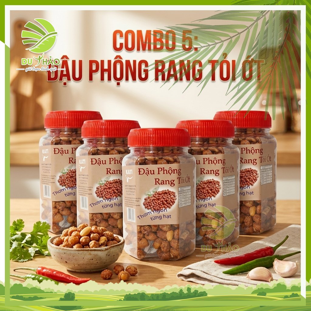 COMBO 5 Đậu Phộng Rang Tỏi Ớt Thơm Ngon 250G - Đồ Ăn Vặt Giải Trí, Nguyên Liệu Tự Nhiên