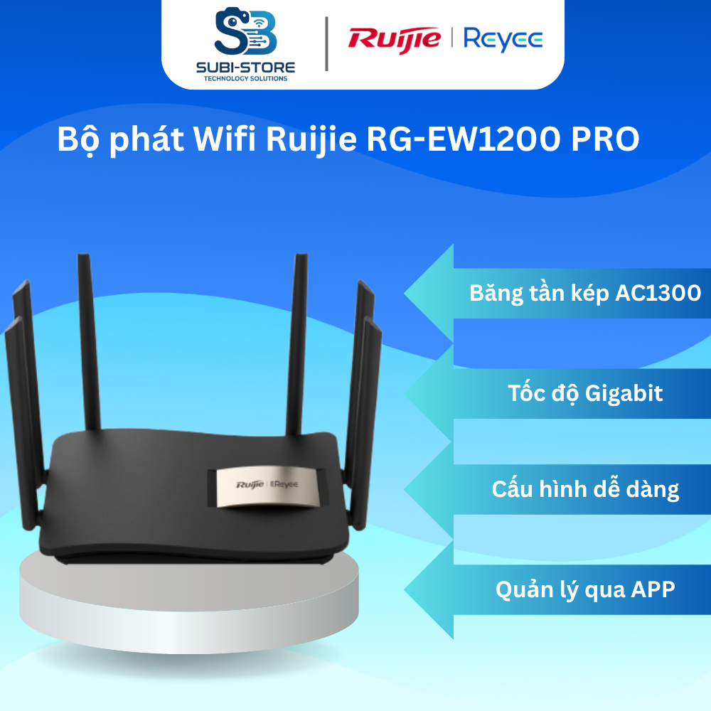 Router WiFi Ruijie Reyee EW1200 Pro AC1300 Gigabit Mesh BH 36 Tháng Chính Hãng